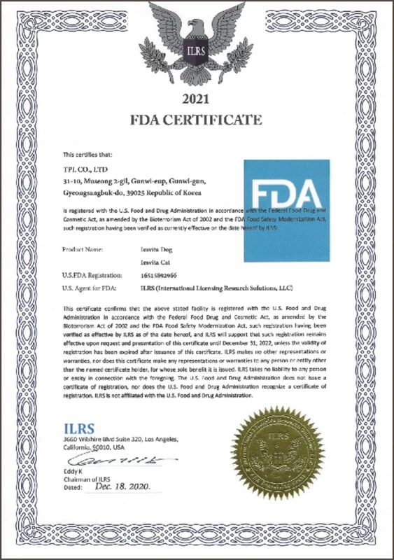 21 FDA Certificate