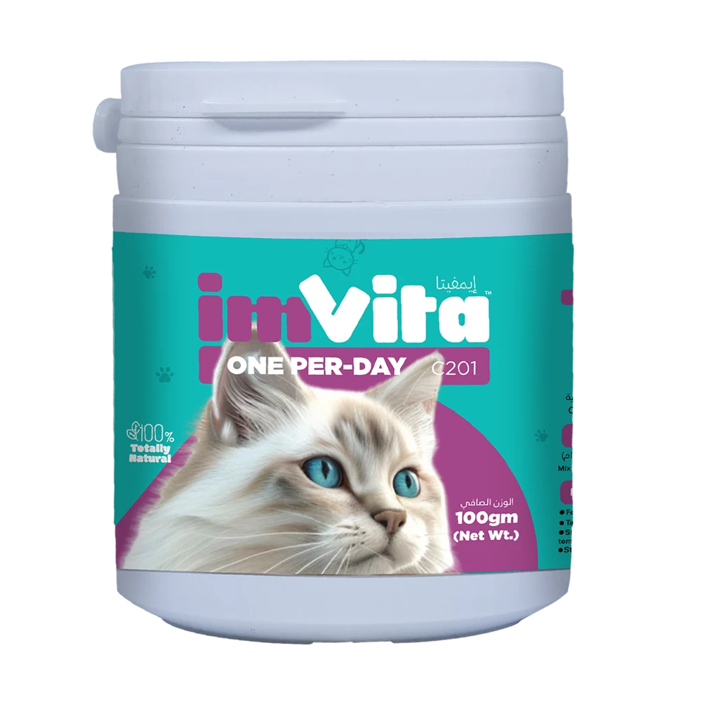 ImVita ONE PER-DAY C201 cat supplement – 100g daily multivitamin formula for feline health
